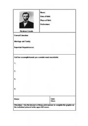 English worksheet: Biography Graphic - Abraham Lincoln