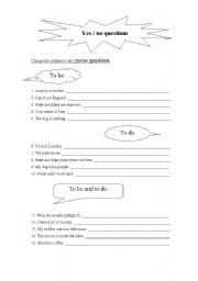 English worksheet: Present Simple: Yes/No Questions