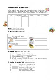 English Worksheet: countable uncountable food