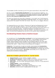 English Worksheet: Fact s About Handwashing