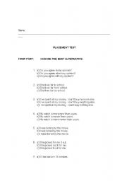 English worksheet: Placement Test