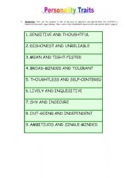 English Worksheet: Personality Traits