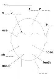 English Worksheet: My face