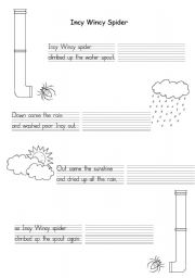 English Worksheet: Incy Wincy Spider