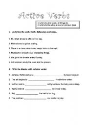 English worksheet: Verbs