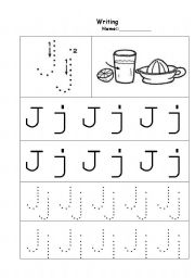 English Worksheet: Writing - Letter J