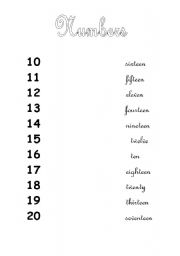 English Worksheet: numbers