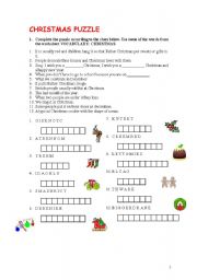 English worksheet: christmas puzzle