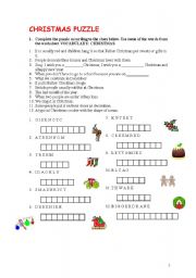 English Worksheet: christmas puzzle