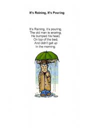 English Worksheet: Its raining its pouring