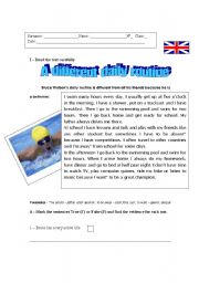 English Worksheet: A different daily routine