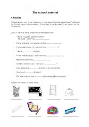 English Worksheet: School things