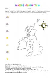 English Worksheet: WEATHER FORECAST IN UK