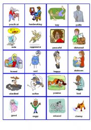 English Worksheet: Describing people - personality (Opposites Dominoes) P. 1