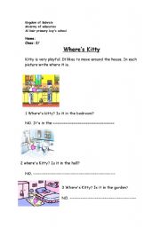English Worksheet: house rooms -preposition (in)