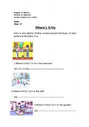 English worksheet: house rooms -preposition (in)