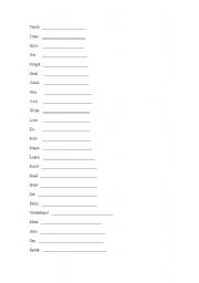 English worksheet: irregular verbs and revision of tenses