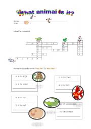 English Worksheet: what animal is it?
