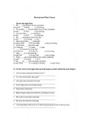 English Worksheet: present and past tenses