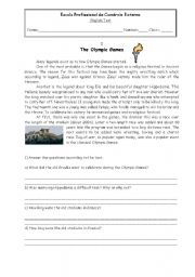 English Worksheet: Test about sports (the story behind the olympic games)