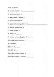 English worksheet: Family