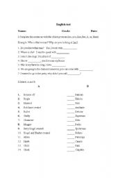 English worksheet: Object pronouns test and vocabulary related to comics