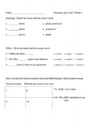 English worksheet: Plural Possessive Noun Quiz