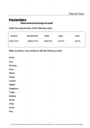 English worksheet: Using Prompts to make passive sentences