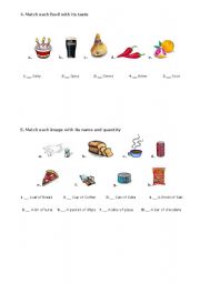 English Worksheet: Food taste and Quantity