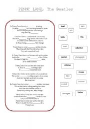 English Worksheet: PENNY LANE, the Beatles - worksheet