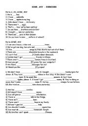 English Worksheet: Some, any