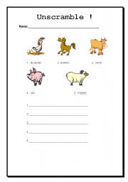 English Worksheet: Farm Animals