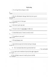 English worksheet: mixed rephrasing 