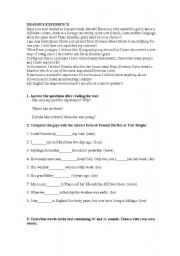 English Worksheet: present perfect text on an Erasmus experience.