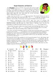 English Worksheet: Bright Students - Cloze Activity