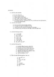 English worksheet: numbers practise test