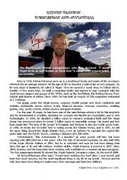 English Worksheet: Richard Branson, businessman and adventurer