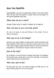 English worksheet: Meet Dan Radcliffe