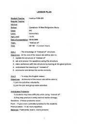 English worksheet: instead of lesson plan