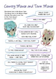 English Worksheet: Country Mouse and Town Mouse