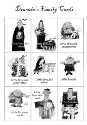 English Worksheet: js cardsmonsterfamily