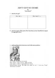 English worksheet: aint got no home