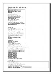 English Worksheet: UMBRELLA