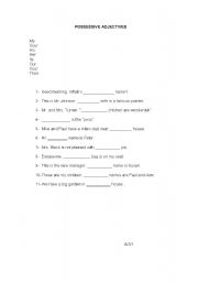 English worksheet: possessive adjectives