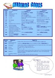 English Worksheet: Marking Codes