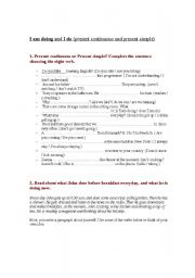 English Worksheet: PRESENT CONTINUOUS AND PRESENT SIMPLE