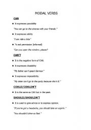 English worksheet: Modal verbs-guide