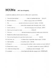 English Worksheet: NOUNS for PET exam practice