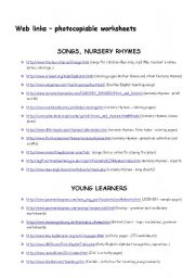 Web links for teachers (photocopiable worksheets) - 5 pages, all levels