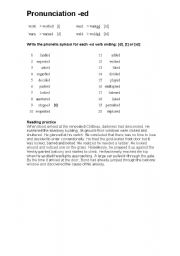 English worksheet: Pronunciation of -ed 